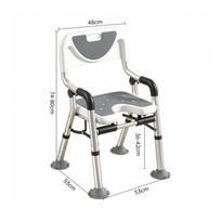 Folding Shower Chair Space-Saving Furniture Secure for Bathtub, Seniors, Elderly gray