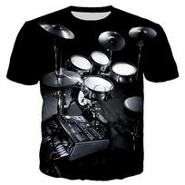 vasaros elektroninis būgnas, muzikinis 3D spaudinys Muzikos instrumentas, vyriškas marškinėliai, instrumentas, roko muzikos stilius, hiphopo palaidinės laisvalaikio trumpomis rankovėmis 4XL black