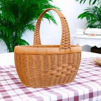 Handmade Rattan-Style Woven Basket: Multi-Purpose Tote for Fruits, Vegetables, and Picnic Essentials