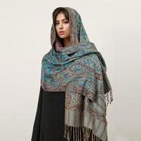 Spausdinta kaštainių pashmina skara moterims Žakardinės paisley skaros Kraštai Moteriški kutai Kelioninė antklodė Apklotai Etninės skaros 200x70cm gray