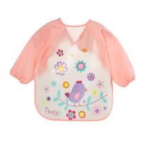 Cute Baby Bibs Waterproof Long Sleeve Apron Children Feeding Smock Bib Burp Clothes Soft Eat Toddler Baberos Bavoir Clothing One Size white
