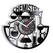 Chemija Eksperimentai Sieninis laikrodis Mokslas Laboratorijos Dekoravimas Periodiniai elementai Stalo Sieninis Menas Retro vinilo plokštelių sieninis laikrodis