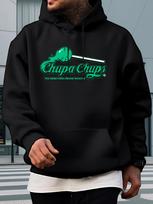 Lingmoyun Casual hoodie with Chupa Chups Graphic Print XXL black