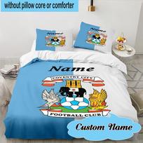3PCS Custom Name Coventry Football Club Crest Bedding Set, Including 1pc Duvet Cover And 2pcs Pillowcases, Suitable for dorms and bedrooms Gift 140cmx200cm