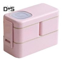 Bento Leakproof Lunch Box With 3 Compartments Double Layer Buckle Closure Microwave Safe Stackable Salad Box For Kids Adults white