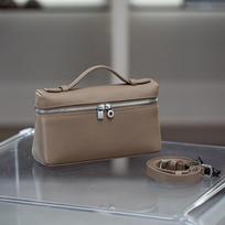 Genuine Leather Mini Square Tote Bag Women Soft Top-Grain Cowhide With Zip Crossbody Handheld Shoulder 19cm Elephant Gray, Silver Buckle gray