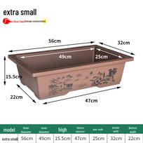 Ypač didelis stačiakampis dirbtinio Zisha bonsai vazonas su vandens sugeriančiu uolienų akmeniu Water Flow Basin (no drainage holes) gray