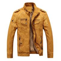 Vyriška odinė striukė Šilta vyriška moto striukė XXXL geltona