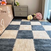 Plush Bedside Rug: Girls' Room Foam Floor Mats, Washable & Stylish 30*30*1CM - Extra Thick (1 Piece) gray