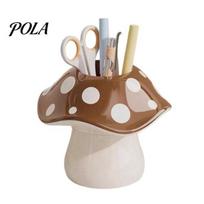 Resin Pen Cup Cute Mushroom Holder, Desktop Organizer with Non-Slip Thick Stable Base, Pencil Holder Soft Color for Desk Modern Minimalist Makeup ruda