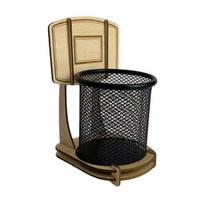 Basketball Pen Holder Metal Mesh Cup Desk Organizer Basketball Stand Style Pencil Holder beige