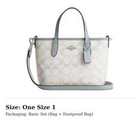 COACH City Artificial Leather, Cow Split Leather Tote Bag, Shopping Bag, One Shoulder Handbag Mini Women's Blue CEK82-SVYUA One Size 1 white