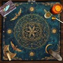 Mandala Gyvybės Gėlė Altoriaus Audinys Tarot Stalo Audinys Spalvingas Tarot Stalo Užtiesalas Raganavimui Astrologijai Oracle Kortų Skaitymams 50x50cm gray
