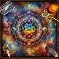 Mandala Gyvybės Gėlė Altoriaus Audinys Tarot Stalo Audinys Spalvingas Tarot Stalo Užtiesalas Raganavimui Astrologijai Oracle Kortų Skaitymams 75x75cm