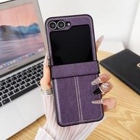 Luxury Calfskin PU Leather Line Texture Fold Phone Case for Samsung Galaxy Z Flip 6 5 4 3 5G Lens Protect Matte Shockproof Cover Galaxy Z Flip6
