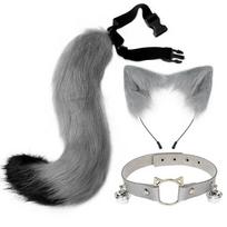 Katės Cosplay Kostiumas Lapės Kaukė+Uodega +Pirštinės Rinkinys Helovino Kostiumo Aksesuaras Vilko Tarianas Tematikos vakarėlio Persirengimo Rekvizito Aksesuarai One Size gray