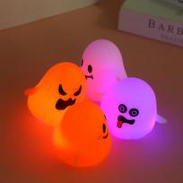 New model Halloween Pumpkin Fidget Toy Skull Pumpkin Glowing Ghost Pinch Ball Soft Cartoon Slow Rising Squeeze Ghost random color 1 pcs white