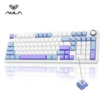 AULA F99 PRO Wireless Mechanical Keyboard 99Keys Hot Swap Prelube Switch 8000mAh Battery Gasket Structure Gamer Keyboard W/ Knob