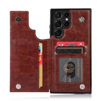 for Samsung Galaxy S22 Ultra Cover Wallet Case ID Credit Card Slot Holder Cash Pocket Sleeve PU Leather Magnetic Closure Case for Galaxy A72 5G tamsiai ruda spalva