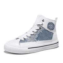 Aukštakulniai drobės sportbačiai Vyriški Madingi Laisvalaikio Mėlyni Espadrilles Vyriški Tendencija Kvėpuojantys Suvarstomi Vyriški Vulkanizuoti Batai tenis masculino 42 gray