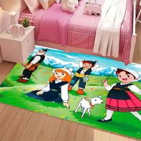 Heidi Mergaitė iš Alpių Spausdintas Plotas Kilimas Neslystantis Minkštas Grindų Kilimėlis Vaikų Miegamajam Svetainei Namų Dekoras Dovana 80x120cm( 31x47in)