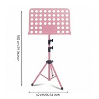 Music Stand Featuring Tripod Base Foldable Folding Compact rožinė