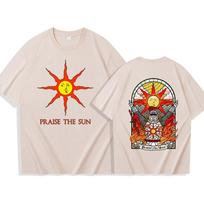 Dark Souls Praise The Sun T-shirt Man Women Harajuku O-neck Summer Casual Shirts Popular Fashion Comfortable T-shirts L beige