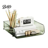 Multi Layer Desk Organizer Clear Acrylic File Tray, 1/2/3/4/5 Tier Paper Ducument Office Supply Storage Rack Box, Stackable Supplies Compact S