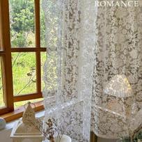 Europos Antikvarinės Šilkinės Siuvinėtos Pusiau Skaidrios Užuolaidos Smėlio ir Baltos Spalvos - Banguotas Rūmų Stilius 130cm x 130cm - 1 piece