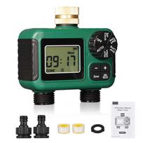 Irrigation Timer Brass Inlet Smart Rain Delay Function 2 Zone Water Hose Timer for Garden blue