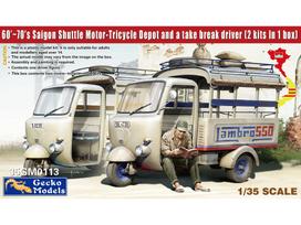Gecko Models - 60‘~70’s Saigon Shuttle Motor-Tricycle (Lambretta) Depot and a take break drive [2 kits In 1 box], 1/35, 35GM0113