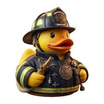 Decorative Desk Accessories Firefighter Duck Figurine, Durable Resin Desktop Ornament, Creative Healing Style Decor Yellow Statue for Car Dashboard