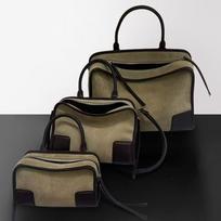 1pc New Women Nubuck‑Suede Cowhide Bowling Tote Bag, Spliced Genuine‑Leather Pillow‑Shape Underarm Top‑Handle Handbag for Daily Commute 1pc -25x10.5x19CM