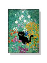 Garsusis menas Gustavas Klimtas Bučinys Van Gogh Monet Waterlelija Juoda katė Plakatai Drobės Tapyba Juokingi gyvūnai Sienos Menas Kambario namų dekoras 60x90cm No Frame