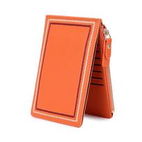 Fashion folding card bag, change bag, women's zipper, European and American simple and trendy, small wallet, ultra-thin women's short style. oranžinė