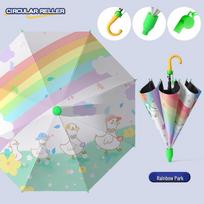 Round-Corner Safety Sunshade Folding Umbrella for Kids gray