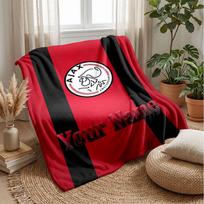 Ajax Amsterdam Custom Name Text Flannel Blanket Soccer Logo Personalized Fleece Throw Blanket Special Gift For Sofa Bedroom Home 80cmx120cm red