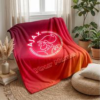 Ajax Amsterdam Custom Name Text Flannel Blanket Soccer Logo Personalized Fleece Throw Blanket Special Gift For Sofa Bedroom Home 100cmx150cm