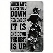 HEMITONG Vintage Dirt Bike Metal Sign Retro Motocross Wall Art One Down The Rest Is Up Tin Poster TYA-1094892