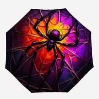 1pc Spider Web Automatic Folding Umbrella   Compact 8 Rib Design, Durable Iron Frame for Travel, Outdoor,  a0920085 red