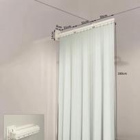 Folding Rod Shower Curtain Set Waterproof Polyester Invisible Partition Retractable For Bathroom Dry Wet Separation white