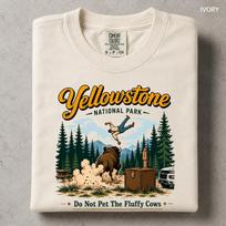 Yellowstone nacionalinio parko marškinėliai, Juokingi bizonų pūkuoti karvės marškinėliai, Neglostykite pūkuotųjų XXXL white
