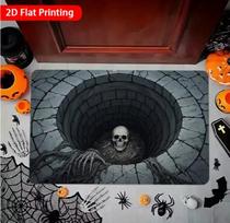 2D Flat Printing, Dark Grim Reaper 3D Visual Entrance Mat, Front Door Foyer Rug, Non-Slip Machine Easy Clean Polyester Carpet 40cm x 60cm