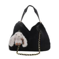 New simple and fashionable plush women's tote bag daily commuting high-grade texture shoulder messenger bag women Without pendant