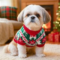 Christmas Dog Clothes Teddy Dog Sweater Winter Outfit Small Medium Size Dog Puppy Clothes Autumn Winter Fur Coat for Dogs (as the picture,S 2-3kg) white