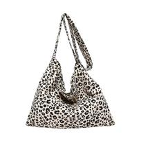 Leopard Print Tote Bag – Autumn/Winter Trendy, Casual, Large Capacity, Versatile Shoulder & Crossbody for Students and Commutes gray