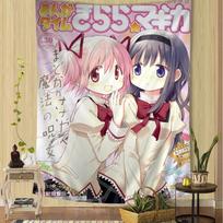 Magical Girl Madoka Tapestry Bohemian Tarot Hippie Wall Hanging Dorm Decor Japanese Anime Wall Art for Bedroom Living Room 100X70CM white