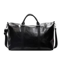 Large Capacity Lightweight Travel Duffel Bag Women Men Urban Minimalist Style Pure Color PU Gym Weekend Getaway Black