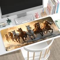 Running Horses Extended Gaming Mouse Pad AntiSlip Desk Mat Stitched Edge Aesthetic Decor For Pc Gamer Office Workspace 800x300x2mm gray