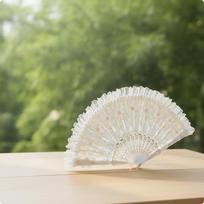 Lace Folding Fan Decorative Handheld with Loop Ornate for Brides, Cosplayers, Weddings, 3943 brown